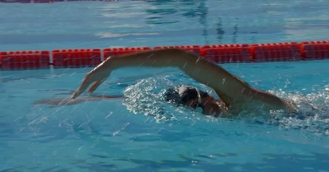 Swimmer performing the Crawl Stock-Footage 73049476