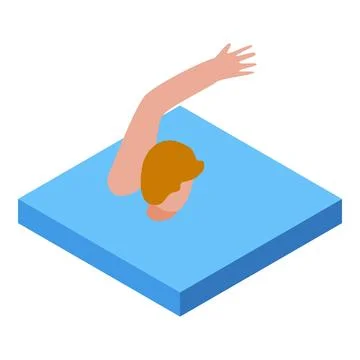 Swimmer performing front crawl in swimming pool isometric illustration Stock Illustration