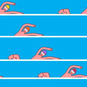 Swimmer in pool competition pattern. Athlete swims in water tournament backgr Stock Illustration
