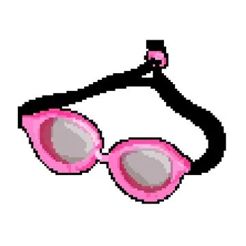 Swimmer pool goggles pixel art vector illustration Stock Illustration