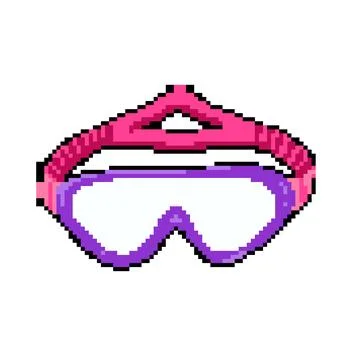 Swimmer pool goggles pixel art vector illustration Stock Illustration