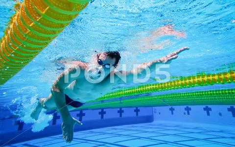 Swimmer in the pool underwater Stock Photos