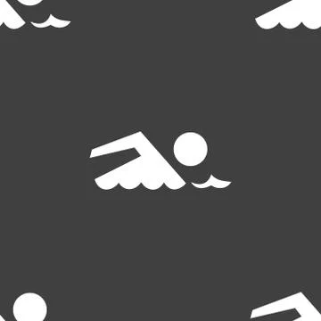 SWIMMER, pool web icon. flat design. Seamless gray pattern. Stockillustratie