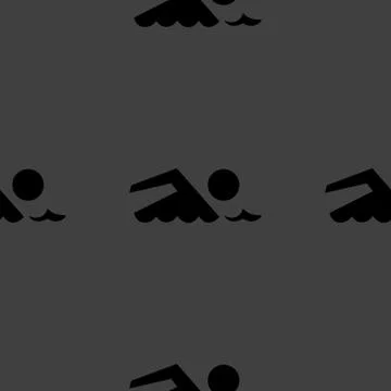 SWIMMER, pool web icon. flat design. Seamless gray pattern. 스톡 일러스트