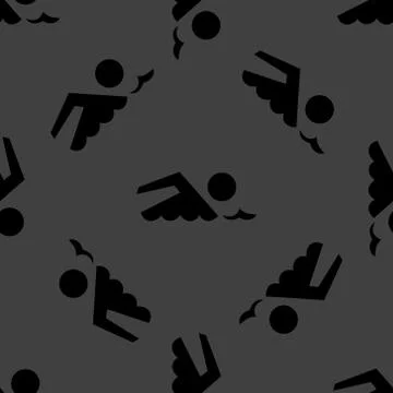 SWIMMER, pool web icon. flat design. Seamless gray pattern. 스톡 일러스트