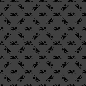 SWIMMER, pool web icon. flat design. Seamless gray pattern. Ilustración de archivo