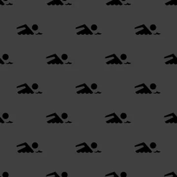 SWIMMER, pool web icon. flat design. Seamless gray pattern. Stockillustratie