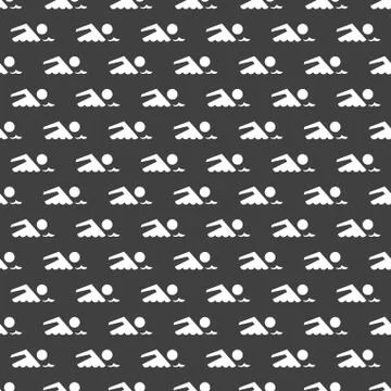 SWIMMER, pool web icon. flat design. Seamless gray pattern. 스톡 일러스트
