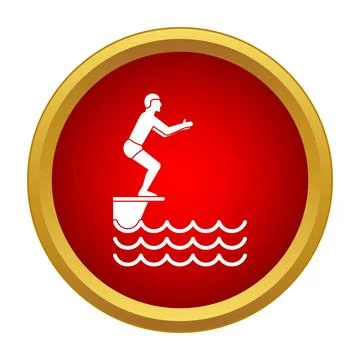 Swimmer preparing to dive into water icon Stock Illustration