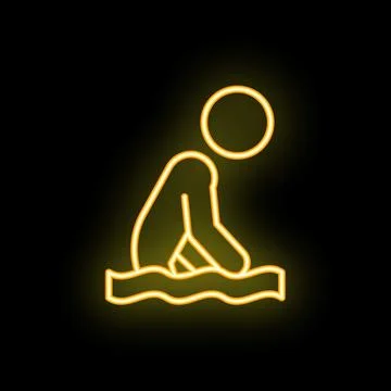 Swimmer preparing to dive in water neon sign on black background Stock Illustration