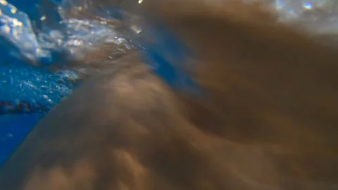 The swimmer sails in the style of a crawl. Pool . Athlete . Training . Stock Footage 86163497