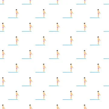 Swimmer standing on diving board repeating pattern Stock Illustration