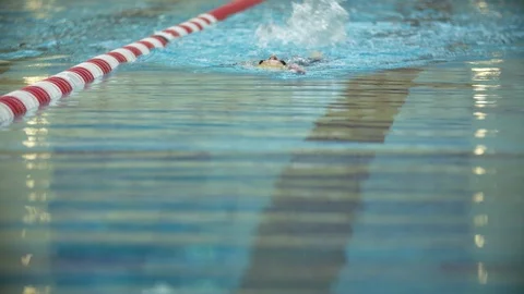 Swimmer Swimming In Pool 스톡 동영상 105938021