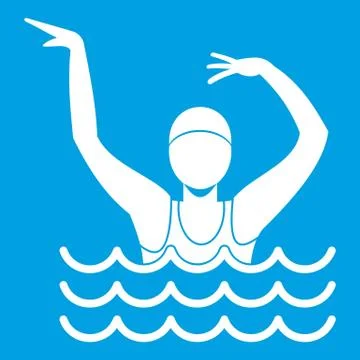 Swimmer in a swimming pool icon white Stock Illustration