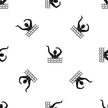 Swimmer in a swimming pool pattern seamless black 스톡 일러스트