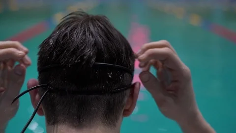 Swimmer training in a large pool Stock Footage 105228740