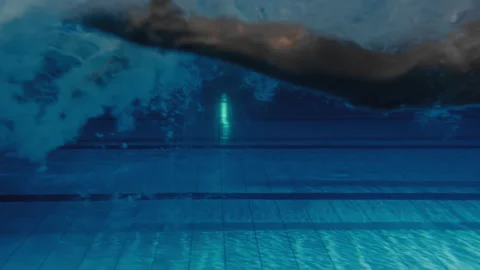 Swimmer training in a pool Stock Footage 275620597