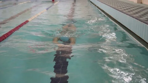 Swimmer in training. Swimming in the pool Stock Footage 96459178