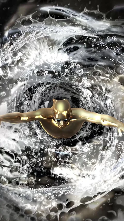 Swimmer Trapped in a Whirlpool (Vertical) Background Vidéo 345715700