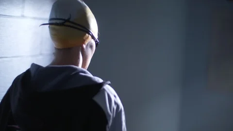 Swimmer Walking To Pool 스톡 동영상 105934318