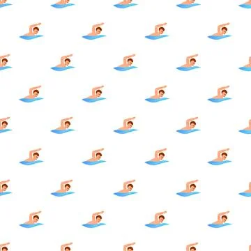 Swimmer in water seamless repeat pattern Stock Illustration