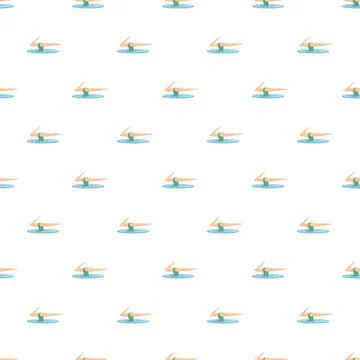 Swimmer in water seamless repeat pattern Stock Illustration
