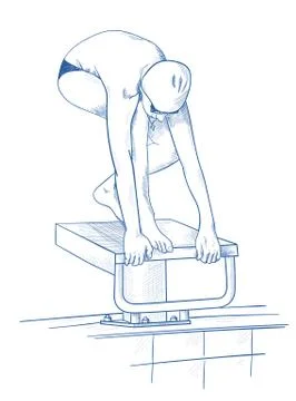 Swimmers athletes , preparing to jump Stock Illustration