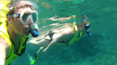 Swimmers below-above surface -st Stock Footage 24350270