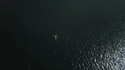 Swimmers in darkwaters Stock Footage 101026998