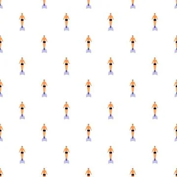 Swimmers with flippers seamless pattern for summer vacation Stock Illustration