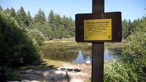 Swimmers Itch Warning Sign Caution Stock Footage 93470752