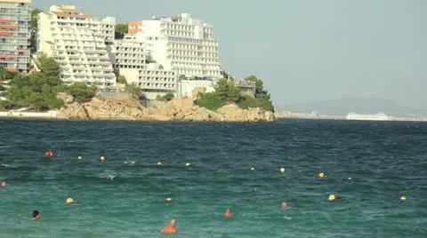Swimmers in the Mediterranean Stock-Footage 12556007