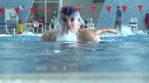 Swimmers In The Pool Stock Footage 66433366