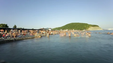 Swimmers in the sea Stock Footage 113424296