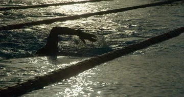 Swimmers using hand paddles for more speed and power 스톡 동영상 86139382