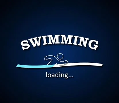 Swimming activity is loading with a man silhouette design Stock Illustration