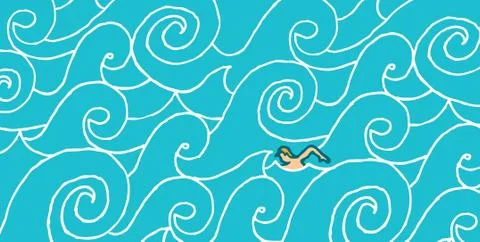 Swimming against the current Stock Illustration