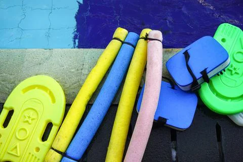 Swimming aids for children learning to swim Stock Photos
