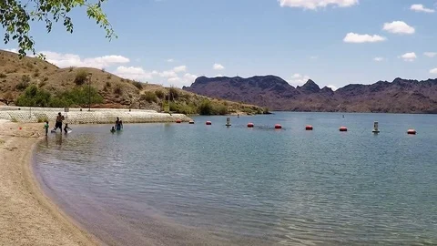 Swimming Beach At Cattail Cove State Park- LHC AZ Stock Footage