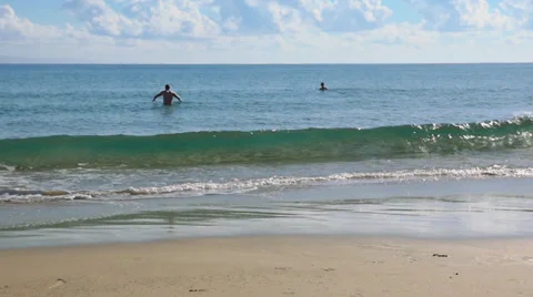 Swimming at the beach (slow motion) Stock Footage 39747040