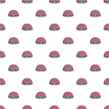 Swimming cap and goggles flat cartoon pattern Illustrazione stock
