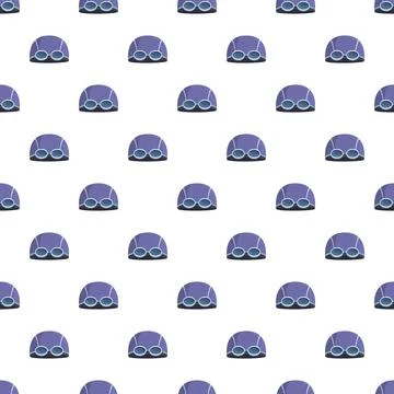 Swimming cap and goggles seamless pattern background Stock Illustration