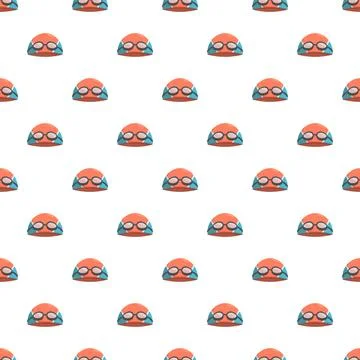 Swimming cap with goggles seamless pattern design Stock Illustration