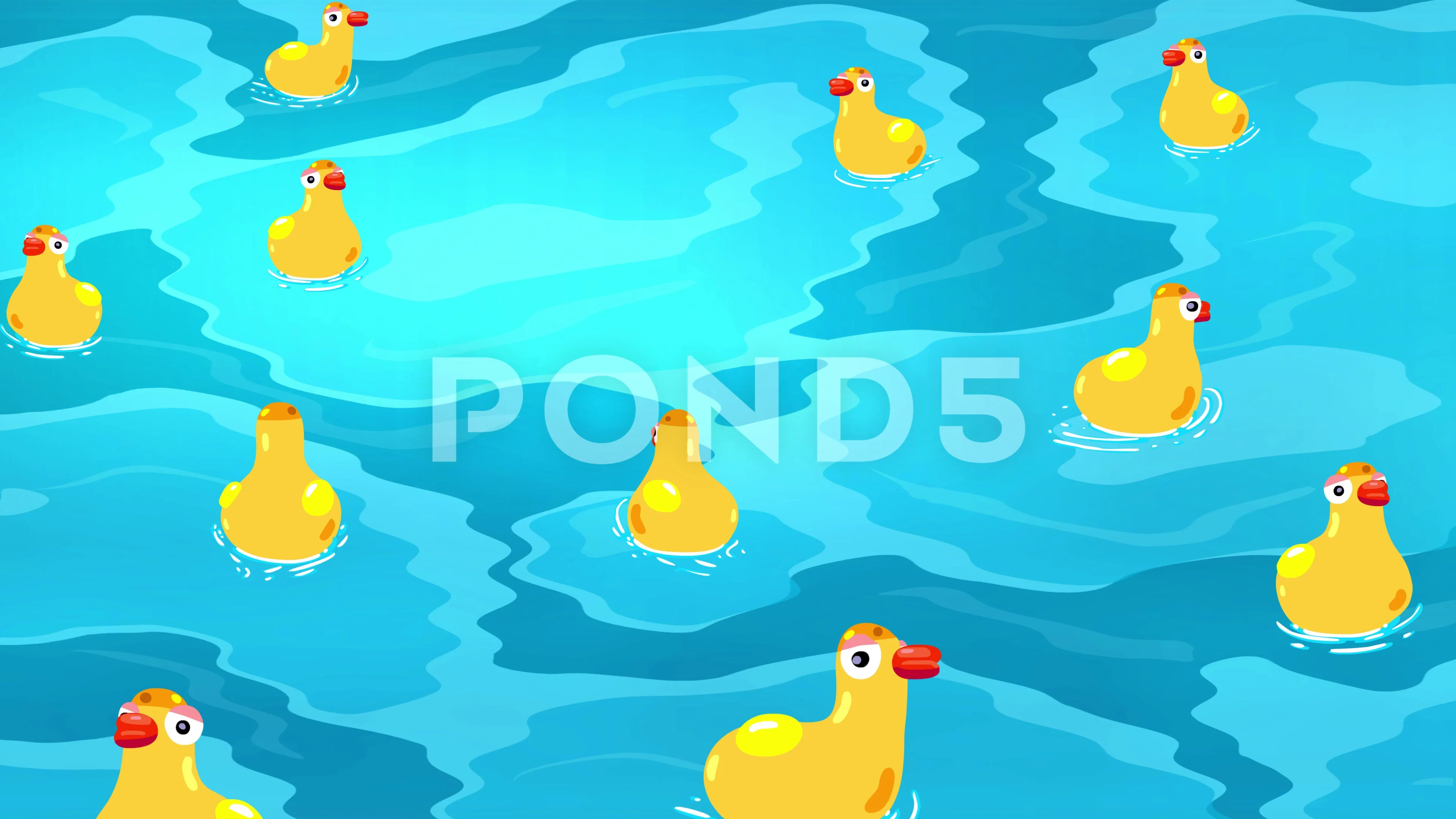Swimming cartoon yellow ducks on pond ba... | Stock Video | Pond5