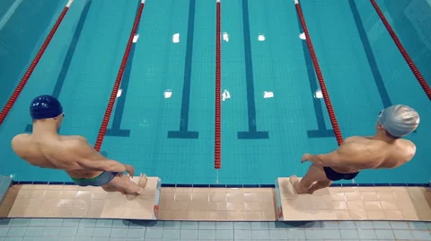 Swimming competition in the pool Stock Footage 63878906