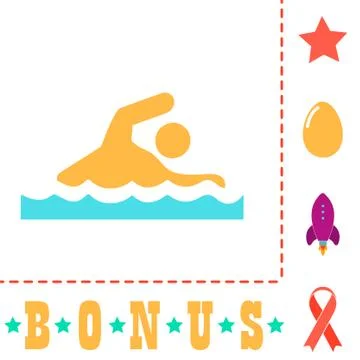 Swimming computer symbol Stock Illustration
