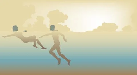 Swimming couple Illustrazione stock