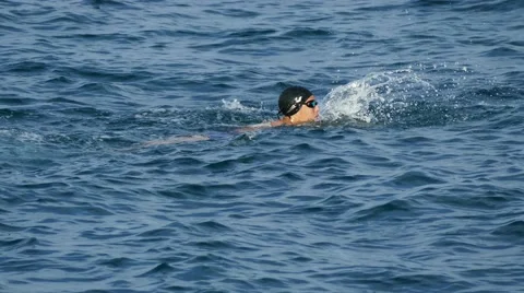 Swimming crawl in the sea Stock Footage 68079595