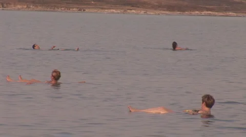 Swimming in the Dead Sea Stock Footage 4366393