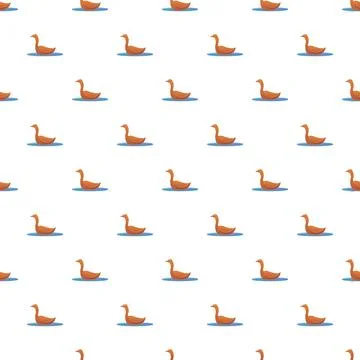 Swimming ducks seamless pattern on white background Stock Illustration
